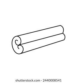 Cinnamon stick. Icon, coloring page, black and white illustration.
