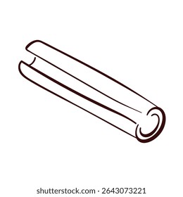Cinnamon stick roll logo in line art style isolated on a white background.