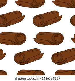Cinnamon stick Seamless Pattern in trendy minimalist cartoon style. Seasonal background texture idea
