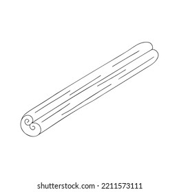 Cinnamon stick spice simple outline doodle vector illustration, Christmas, New Year festive holiday home decor, seasonal greeting card, invitation, banner