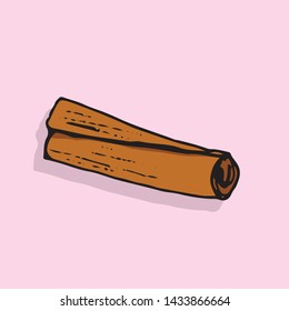 cinnamon stick vector icon isolated on rose background