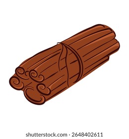 Canela varas pacote amarrado com corda em estilo plano. Ideal para embalagem de especiarias, livro de receitas culinárias e design de cozinha vintage.