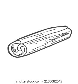 Cinnamon sticks in hand drawn doodle style. Cinnamon pods sketch. Isolated vector illustration.