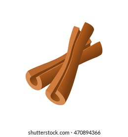 Cinnamon sticks icon in cartoon style isolated on white background. Seasoning symbol