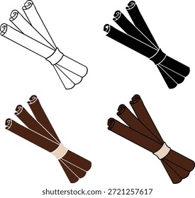 Conjunto de iconos de palitos de canela sin fondo.