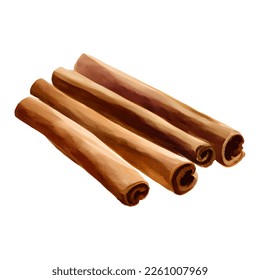 Cinnamon Sticks Isolated Detailed Hand Drawn Painting Illustration