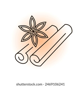 Cinnamon sticks isolated on light background. Vector illustration