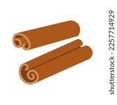 Cinnamon sticks isolated on white. Christmas spices cinnamon. Vector illustration