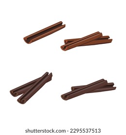 cinnamon sticks on a white background collection