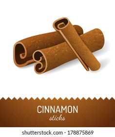 Cinnamon sticks over white background