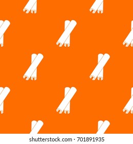 Cinnamon sticks pattern repeat seamless in orange color for any design. Vector geometric illustration