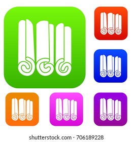 Cinnamon sticks set icon in different colors isolated vector illustration. Premium collection