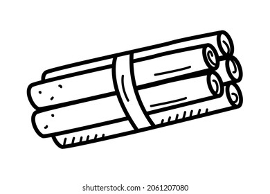 Cinnamon sticks set, vector illustration, doodle style
