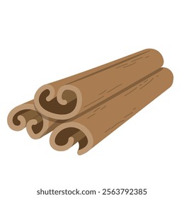 Cinnamon sticks simple flat isolated illustration