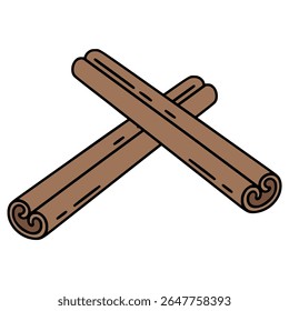cinnamon sticks spice nature flavor flat color vector illustration template design