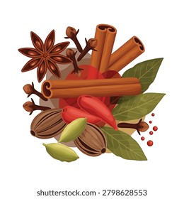 Cinnamon sticks with star anise nuts
