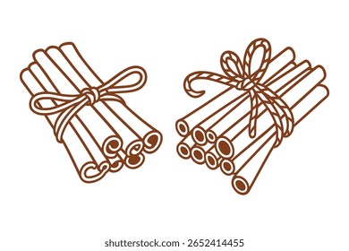 Cinnamon Sticks Tied with Twine Vector Illustration for Culinary and Spice Designs
