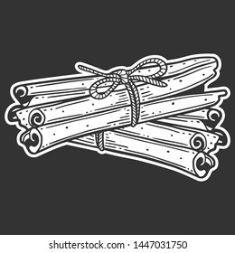 Cinnamon sticks. Vector concept in doodle and sketch style. Hand drawn illustration for printing on T-shirts, postcards.