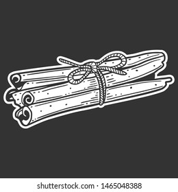 Cinnamon sticks. Vector concept in doodle and sketch style. Hand drawn illustration for printing on T-shirts, postcards.