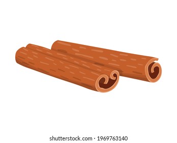 Cinnamon sticks. Vector illustration isolated on white background. Illustration for the menu, website, recipes and more.