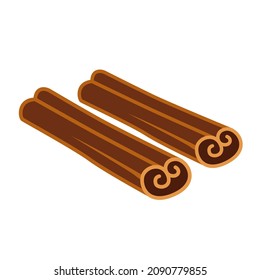 Cinnamon Sticks Vector Illustration Roll Spice Flat Design Style Logo Icon Clipart