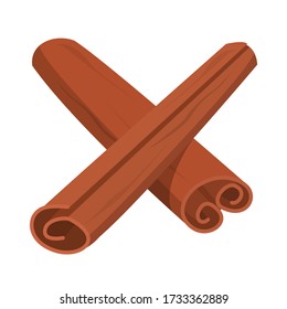 Cinnamon sticks vector isolated. Natural aromatic and fresh condiment. Spicy herb. Brown piquant ingredient