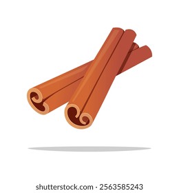 Cinnamon sticks vector isolated on white background.