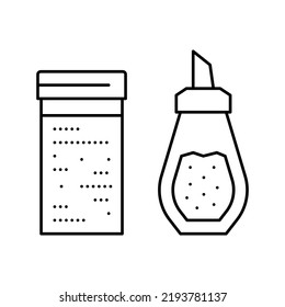 vector de icono de línea de botella de canela y azúcar. signo de canela y botella de azúcar. símbolo de contorno aislado ilustración negra