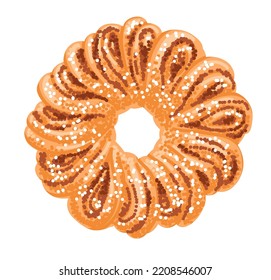 Cinnamon Swedish Tea Ring vector illustration. 