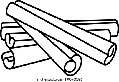 Cinnamon tree. Vector outline illustration.
