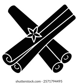 Cinnamon vector black silhouette spice art