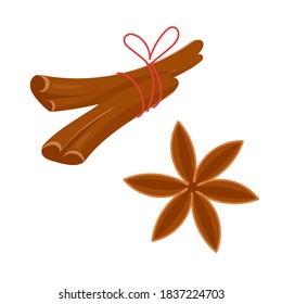 Cinnamon. Vector illustration in cartoon style. Isolated on white