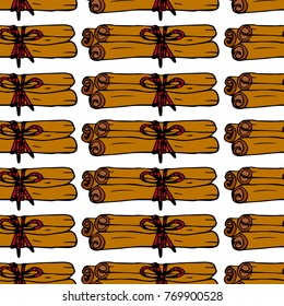 Cinnamon vector illustration. Doodle style. Design, print, decor, textile, paper