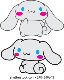 caricatura de cinnamoroll en estilo de arte vectorial