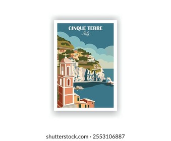 Cinque Terre, Italy Vintage Travel Posters. Vector illustration. High Quality Prints