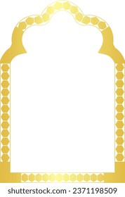 Cinquefoil Arco Polígono Puerta de la ventana Forma de la ventana Arco arquitectónico rectángulo Símbolo Flechas de oro Marco dorado bordes ornamentales decoración marco de la imagen 