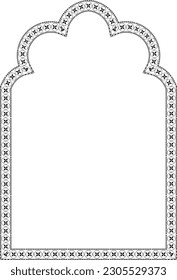 Cinquefoil Arch rectangular frame architectural window door ornate flower frame floral leaf borders natural blossom decoration wedding card anniversary celebration beautiful arabesque motif pattern