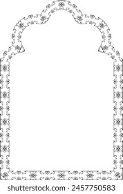 Cinquefoil Arch Vertical Frame architectural arche window door Vintage frame Flower wreath leaf vector floral border picture frames Branch laurel botanical silhouette black elements decoration