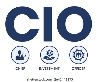 CIO Chief Investment Officer acronym. business concept background. vector illustration concept with keywords and icons. lettering illustration with icons for web banner, flyer, landing page