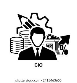 CIO icon. Chief investment officer isolated on background vector illustration.