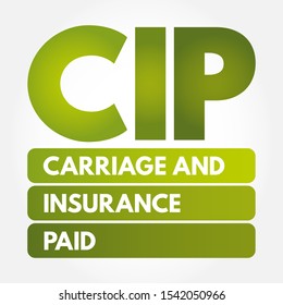 CIP - Carriage and Insurance Paid acronym, business concept background