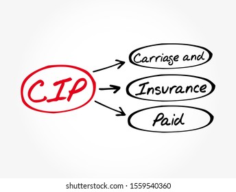 CIP - Carriage and Insurance Paid acronym, business concept background