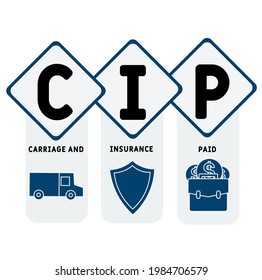 CIP - Carriage and Insurance Paid acronym. business concept background.  vector illustration concept with keywords and icons. lettering illustration with icons for web banner, flyer, landing pag