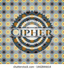 Cipher arabic style emblem. Arabesque decoration.