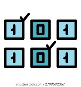 Cipher code icon. Outline cipher code vector icon color flat isolated