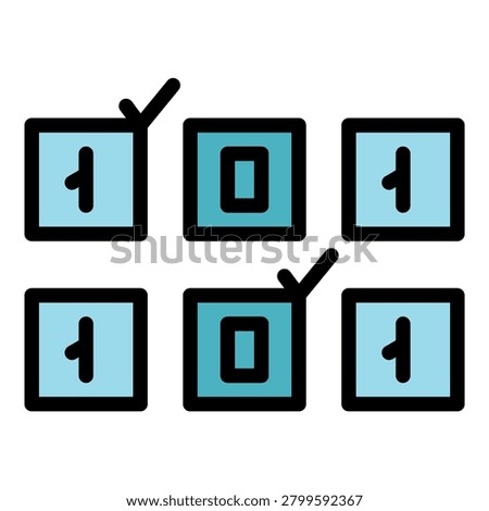 Cipher code icon. Outline cipher code vector icon color flat isolated