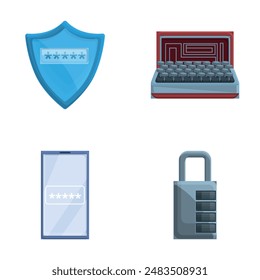 Cipher concept icons set cartoon vector. Various type of encryption. Data encryption