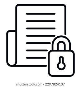 Cipher document icon outline vector. Data encryption. Lock code