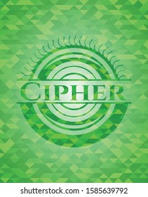 Cipher green mosaic emblem. Vector Illustration. Detailed.