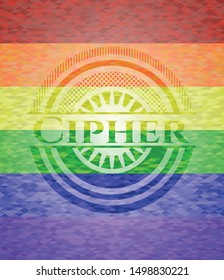 Cipher lgbt colors emblem. Vector Illustration. Mosaic.